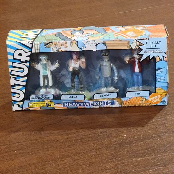 Futurama Series 1 Heavyweights Die Cast 4 x Figure Box Set, Leela Fry Bender New - Picture 2 of 11